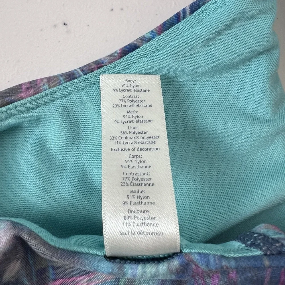 Ivivva Girls 14 Tank Top Blue Galaxy Print Layered Racerback Athletic Yoga Cheer